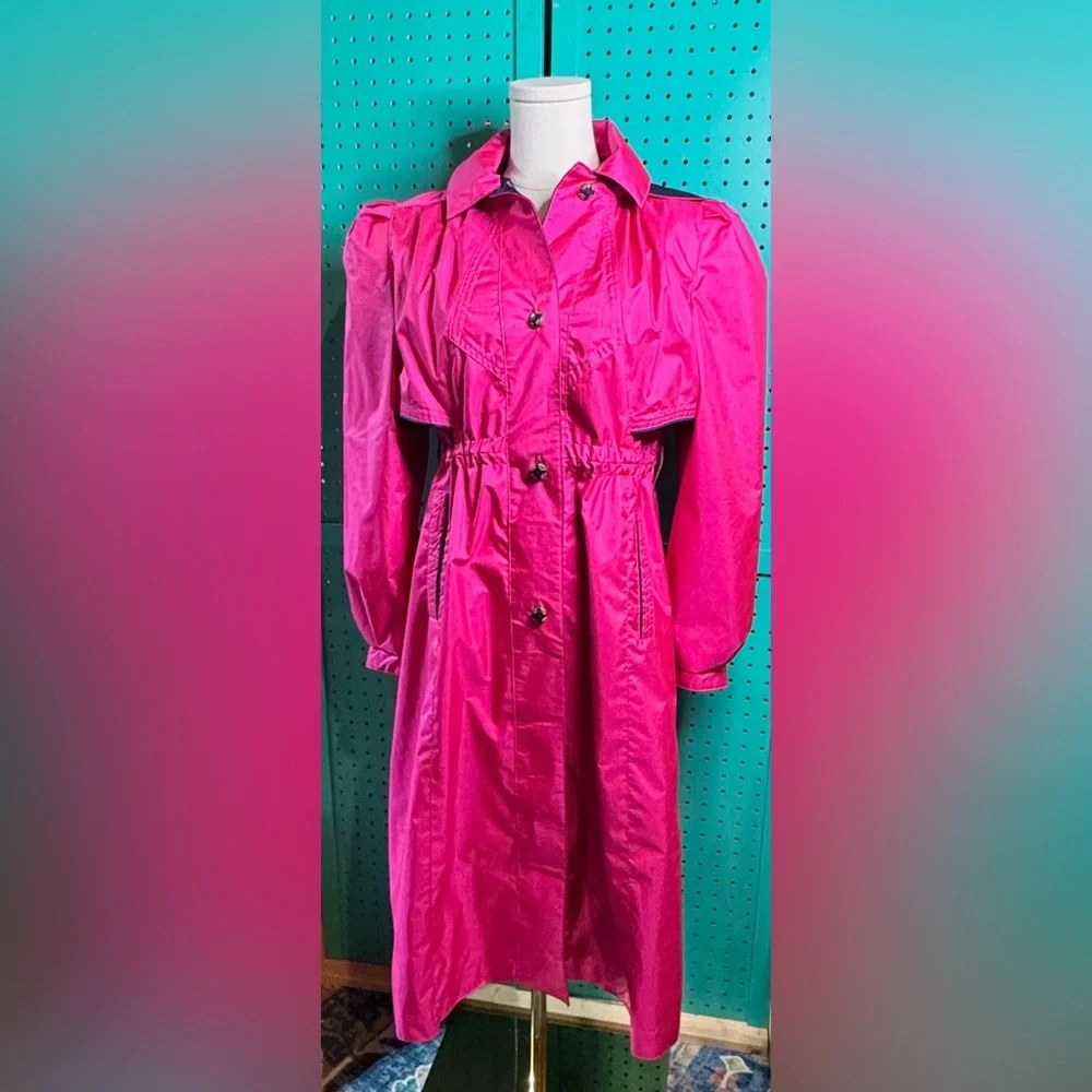 Rothschild Girls Pink Raincoat Size 14 Barbiecore Shiny Trench Coat Glam